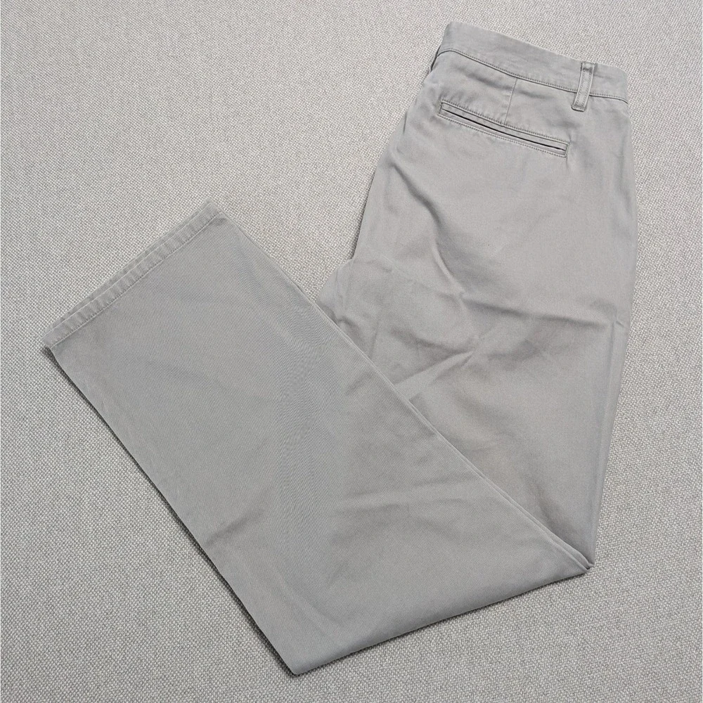 BONOBOS Men's Washed Chinos Pants 33x30 Grey Straight Fit Cotton Office Preppy